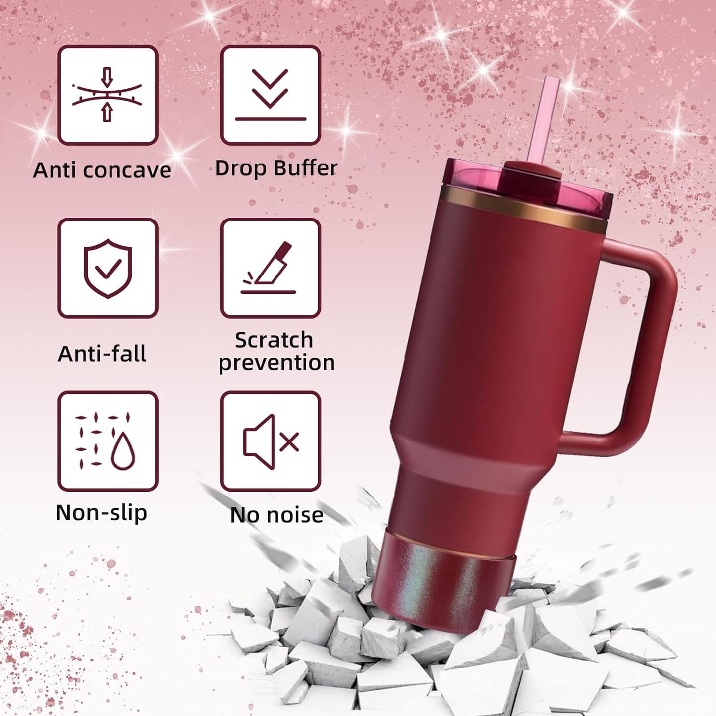 Glossy Gradient Silicone Boot, Compatible with Stanley H2.0 20-40oz & IceFlow 20-30oz, Chameleon Metallic Shimmer Cup Sleeve Protector for Hydroflask and Bottle Bottom with 2.8-3in