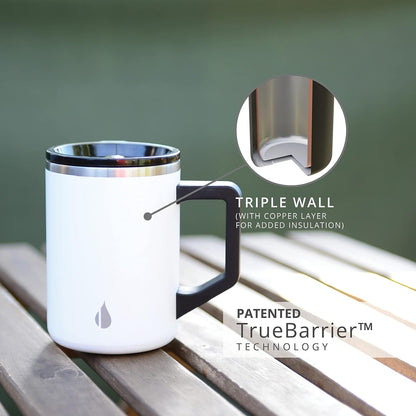 Elemental Insulated Coffee Mug - Triple-Wall Stainless Steel Summit Travel Cup for Hot and Cold Drinks - Thermal Coffee Mug with Lid and Handle for Camping, Office & Travel 16oz - Rainbow Speckle