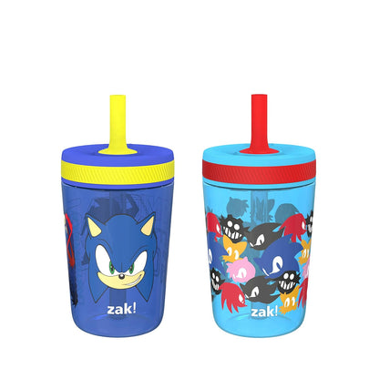 Zak Designs 15oz Bluey Kelso Tumbler Set, Leak-Proof Screw-On Lid with Straw Made of Durable Plastic and Silicone, Perfect Bundle for Kids, 2 Count (Pack of 1) - Colors B