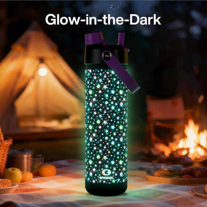 ENCOOL Insulated Water Bottle with Straw Stainless Steel Water Bottle, Leak-Proof, BPA-Free, Double Wall Vacuum Keeps Cold for 24 Hours for Sports, Travel, School (26 oz, Cotton Candy) - Colors D