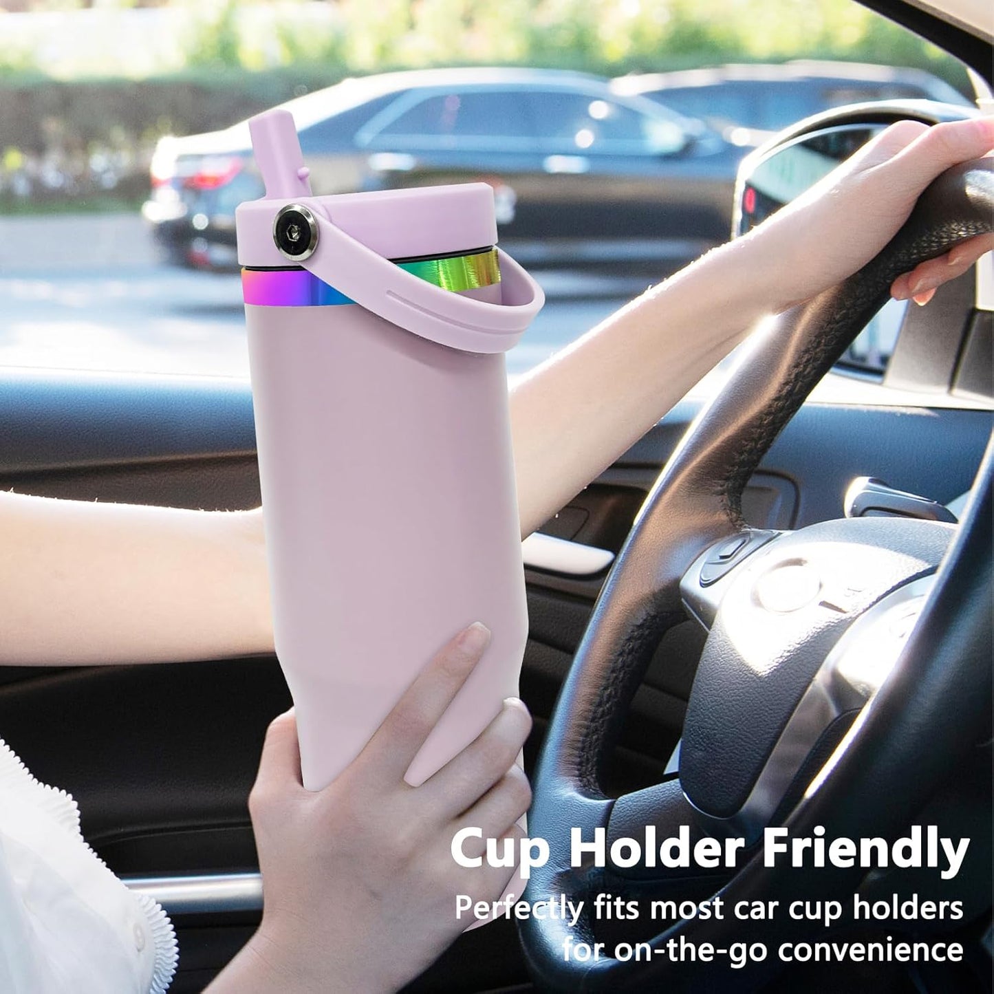 30 oz Tumbler Bulk with Handle and Straw, Vacuum Insulated Tumblers with Flip Straw and Top Handle, Leakproof Powder Coated Tumbler, Stainless Steel Travel Mug for Coffee (Black, 1 Pack)