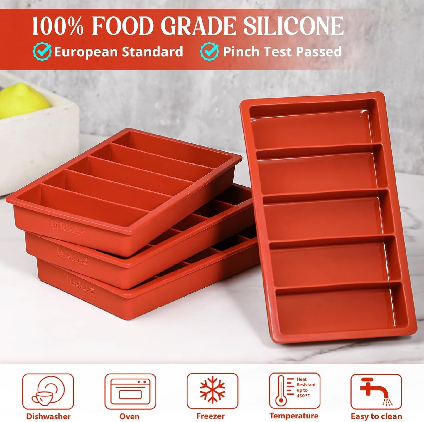 Webake Silicone Water Bottle Ice Cube Trays Mold Set of 2, Easy Release Long Ice Cube Sticks For Cocktail and Whisky
