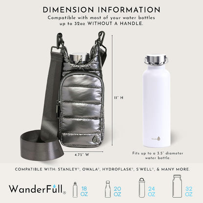 WanderFull Original HydroBag Fits Up to 32 oz Water Bottle Holder with Strap – Hands-Free Crossbody Water Bottle Carrier Bag with Phone Pocket - Colors A