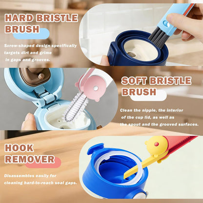 3 in 1 Cup Lid Cleaning Brush, 4PCS Multifunctional Crevice Cleaning Brush for Water Bottle Insulated Cup Tumbler Lid Groove Narrow Space Detail Cleaner Home Kitchen Gadgets