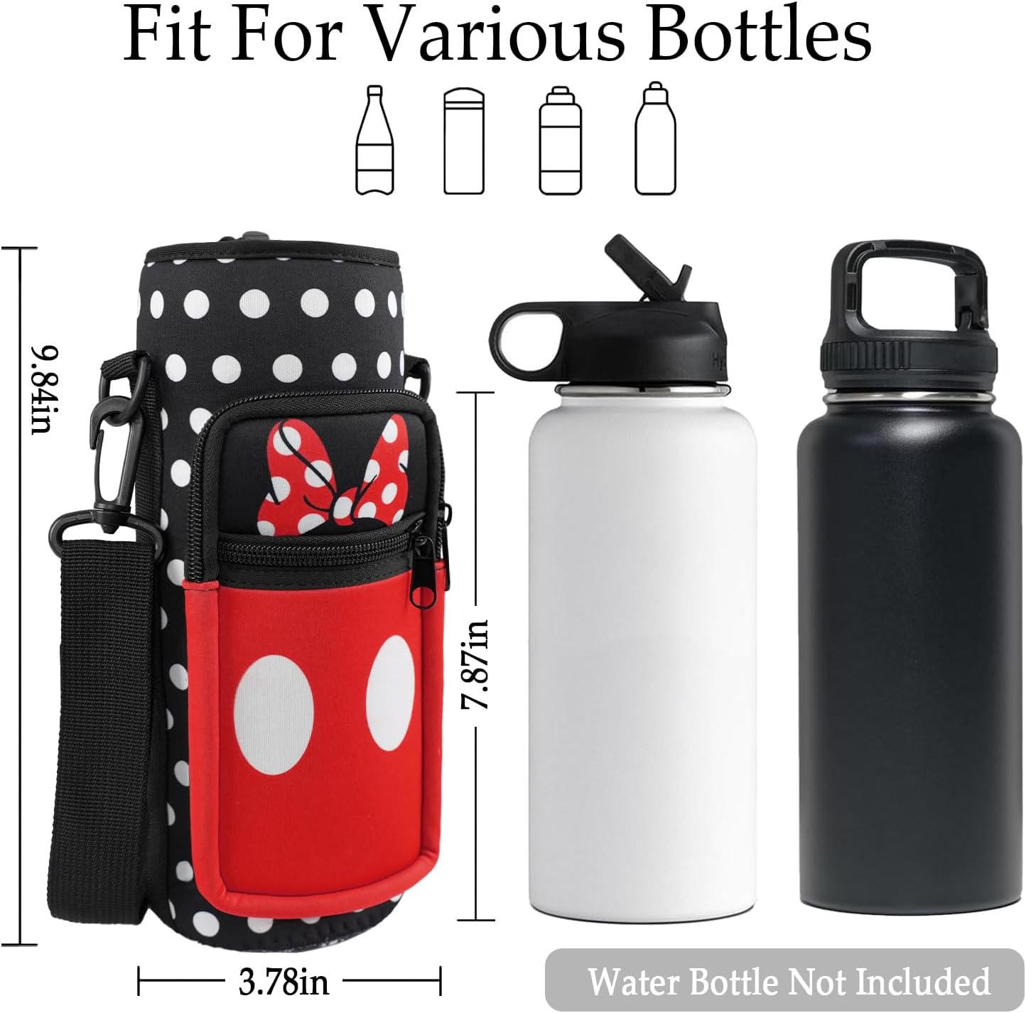 Water Bottle Carrier Bag 25oz/32oz Water Bottle Pouch Holder Adjustable Shoulder Strap Neoprene Water Bottle Sling Bag with Phone Pocket Insulated Tumbler Accessories for Walking