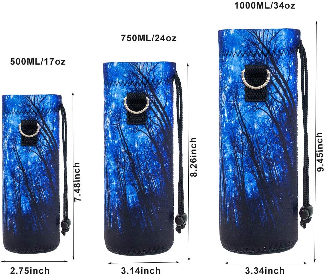 Neoprene 500ML/750ML/1000ML Water Bottle Bag Carrier, Portable Insulated Bottle Sling Holder Case Pouch with Adjustable Shoulder Strap for Men Women Walking Hiking Running