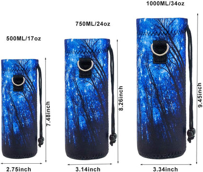 Neoprene 500ML/750ML/1000ML Water Bottle Bag Carrier, Portable Insulated Bottle Sling Holder Case Pouch with Adjustable Shoulder Strap for Men Women Walking Hiking Running