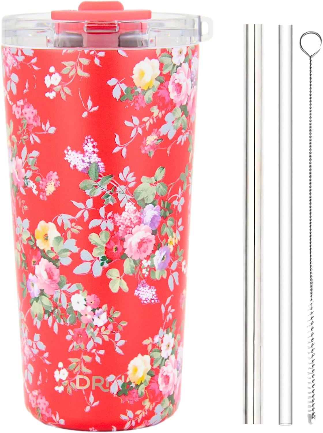 Drinco - 20 oz Stainless Steel Tumbler | Double Walled Vacuum Insulated Mug With Lid, 2 Straws, For Hot & Cold Drinks (20oz Dragonfly)