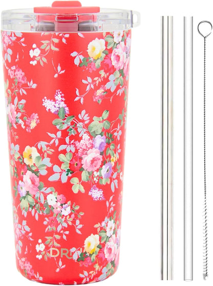 Drinco - 20 oz Stainless Steel Tumbler | Double Walled Vacuum Insulated Mug With Lid, 2 Straws, For Hot & Cold Drinks (20oz Dragonfly)