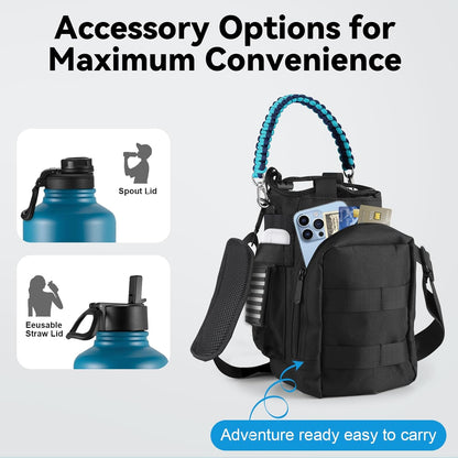 KXIAOCHEN Insulated Water Bottle With Strap, Cold For 48 Hrs Leak Proof, Triple Wall Stainless Steel Sports Water Bottle With Straw And Spout Lid For Gym Hiking Travel
