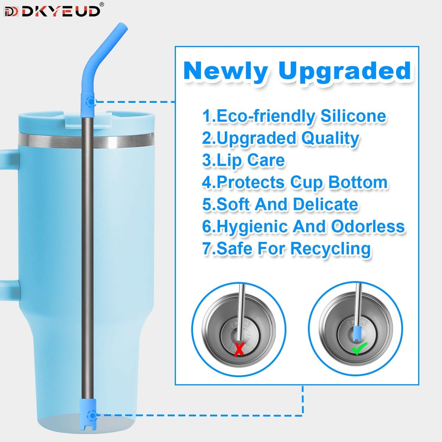 Reusable Stainless Steel Straws Set 6 PCS with 6 Silicone Tips, 2 Straw Brush, 1 Storage Case, Different Sizes of Metal Straws Reusable, Suitable for 14, 20, 30 oz Cups Tumbler, for Hot/Cold Drinks