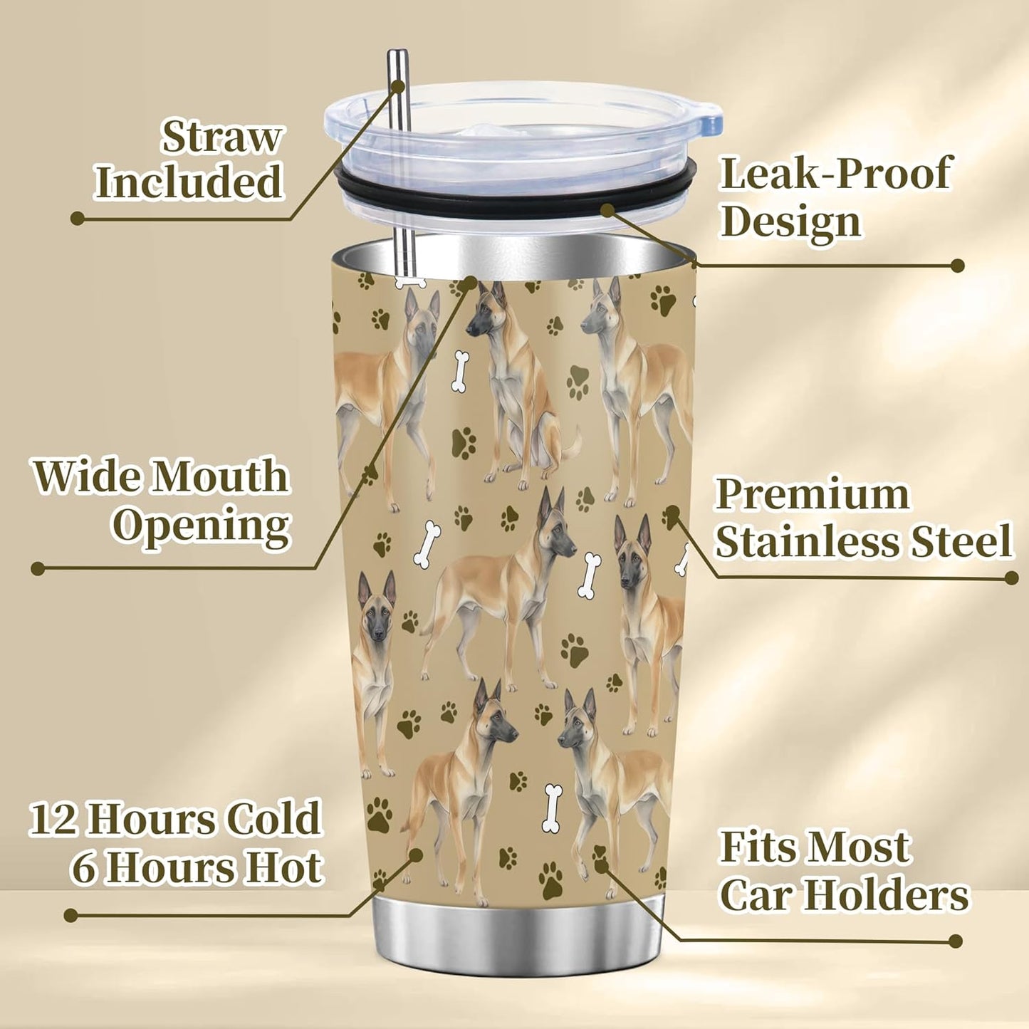 Beagle Gifts for Women Men, 40oz Stainless Steel Insulated Tumbler Travel Cup Mug, Funny and Unique Beagle Gifts for Dog Lover - Colors A