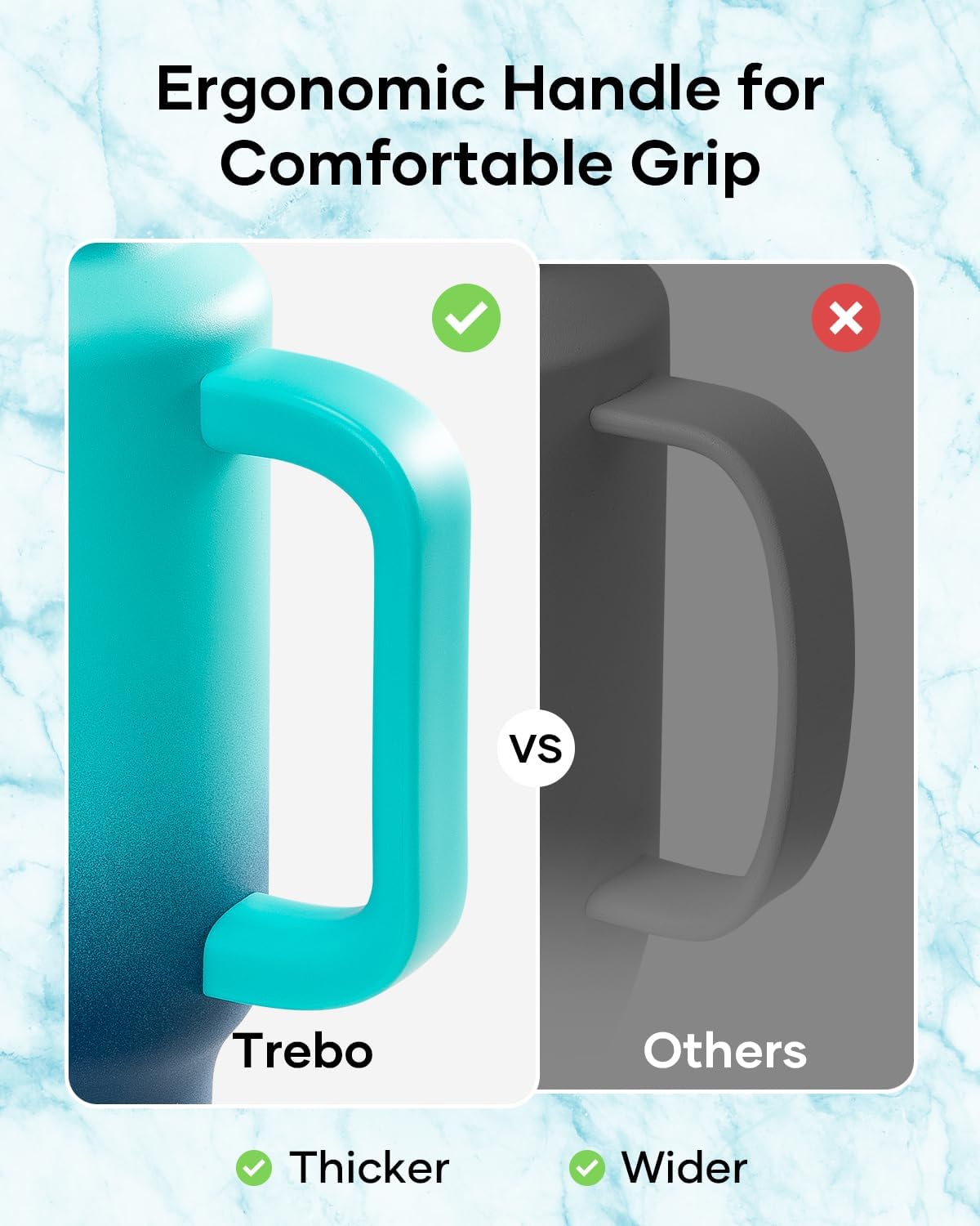 Trebo 40 oz Water Bottle Insulated Fit Car Cup Holder with Handle, Stainless Steel Water Bottles Tumbler with Spout Straw Lids, Double Wall Travel Reusable Flask, Leakproof Mug,Keep Cold &Hot,Black