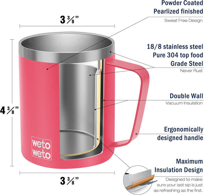 WETOWETO 14 oz Coffee Mug, Vacuum Insulated Camping Mug with Lid, Double Wall Stainless Steel Travel Tumbler Cup, Thermal Coffee Mug, Powder Coated Navy Blue