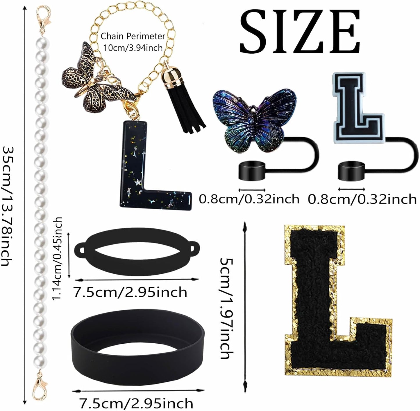 7pcs Cup Accessories for Stanley 30/40oz Tumbler, Handle Strap, Straw Cover, Silicone Boot, Letter Charm Stickers