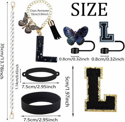 7pcs Cup Accessories for Stanley 30/40oz Tumbler, Handle Strap, Straw Cover, Silicone Boot, Letter Charm Stickers