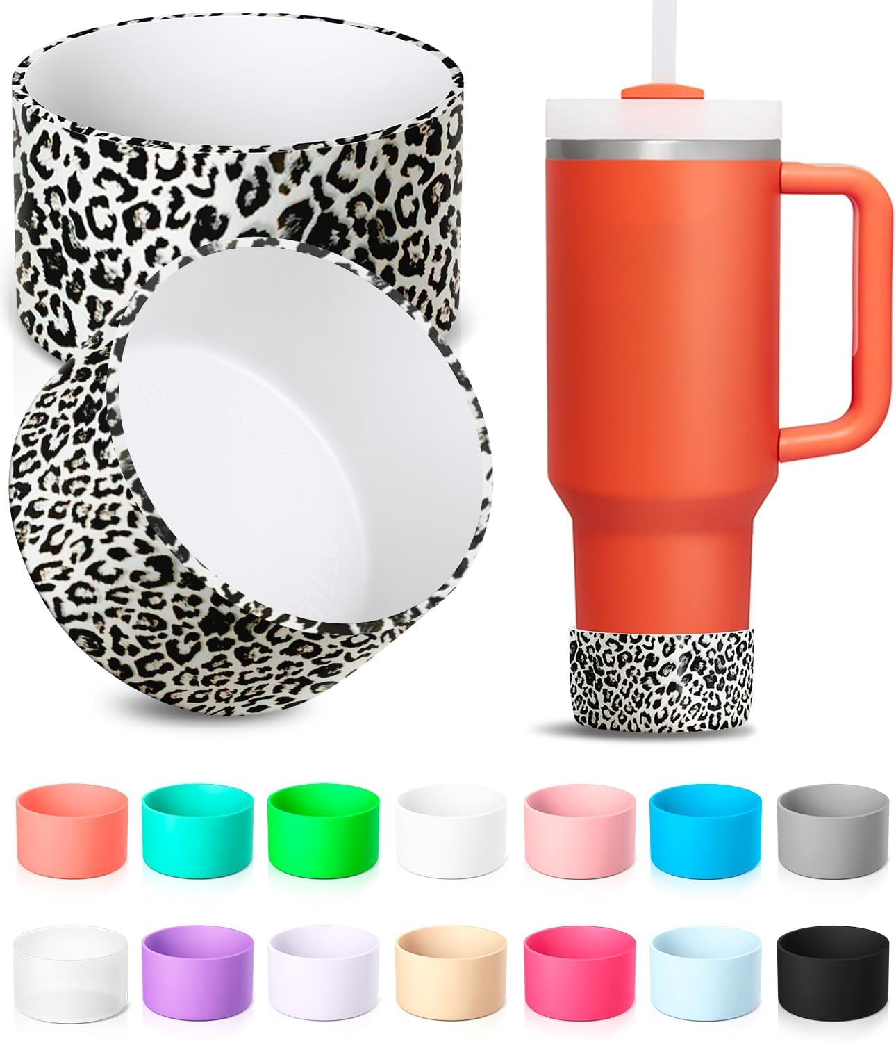 KTKUDY 2Pcs Silicone Boot for Stanley Quencher Tumbler 30 oz 40 oz & IceFlow 20 oz 30 oz & Fit Owala Freesip Water Bottle & Fit Hydro Flask & More - Cup Bottom Accessories Fit Stanley Cup