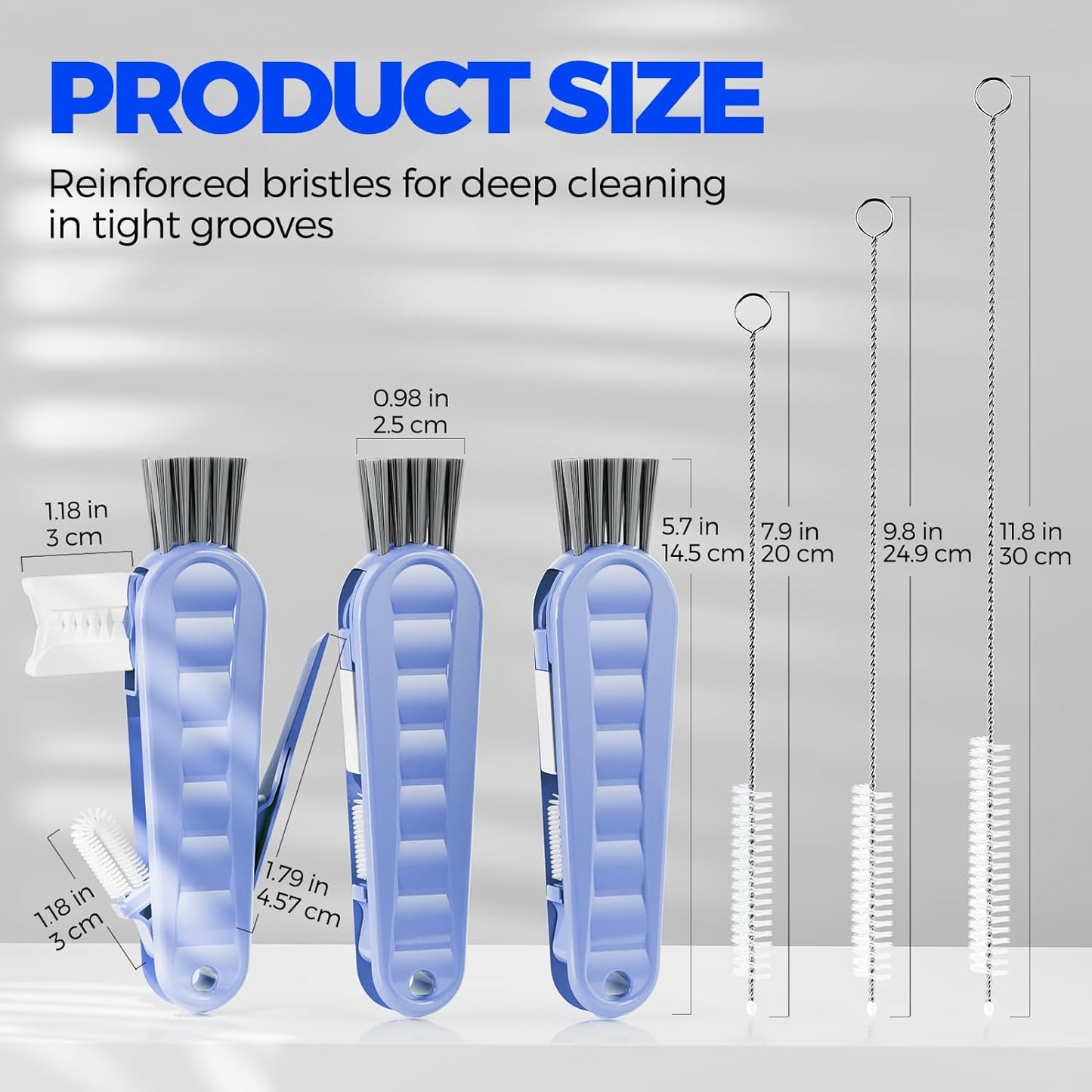 6 PACK Holikme 4 in 1 Cup Lid Cleaning Brush Set with 3 Straws, Multifunctional Bottle Brush, Silicone Cup Lid Gap Cleaner, Durable Bristle Crevice Cleaning Brush,Flat End Brushes,Navy & Black & Olive