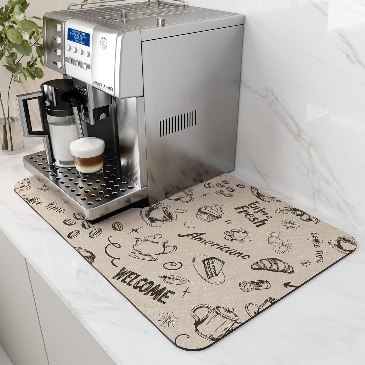 AMOAMI Dish Drying Mat for Kitchen Counter-Coffee Mat Bar Accessories, Hide Stain, Rubber Backed, Absorbent, Fit Under Coffee Maker, Espresso Machine, Pot, Dish Rack, 12"x19", Dark Grey