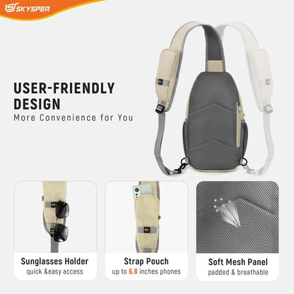 SKYSPER Sling Bag RFID Cross Body Bag Recycled Crossbody Backpack Travel Daypack