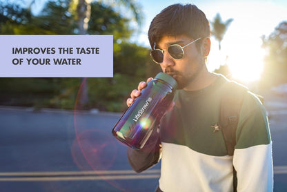 LifeStraw Go Series – BPA-Free Water Filter Bottle for Travel and Everyday use removes Bacteria, parasites and microplastics, Improves Taste, 22oz; Clear