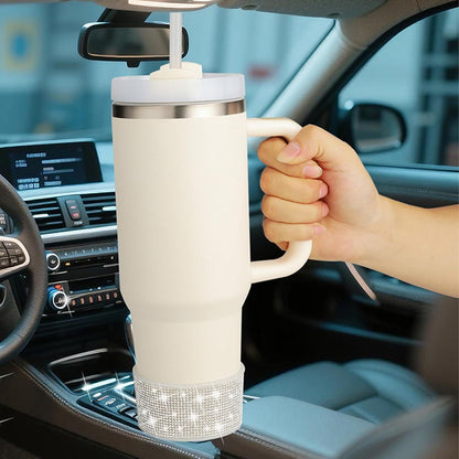 Rhinestone Silicone Boot for 40oz 30oz Stanley Quencher, Anti-Slip Silicone Protector for Qunercher Pro Tour Flip 40oz 30oz, Cup Accessories for 2.75-2.95 inch Trapezoidal Cylinder Base