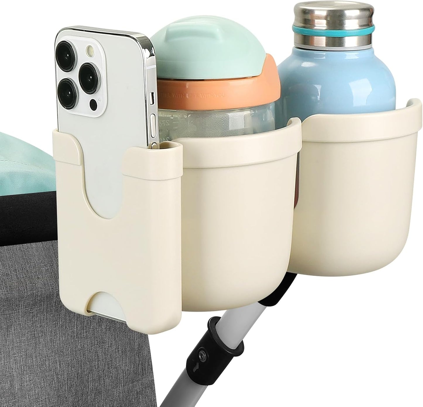 Accmor Stroller Cup Holder with Phone Holder, Bike Cup Holder, Universal Cup Holder for Uppababy Nuna Doona Strollers, 2-in-1 Cup Holder for Walker, Wheelchair, Scooter - Colors B