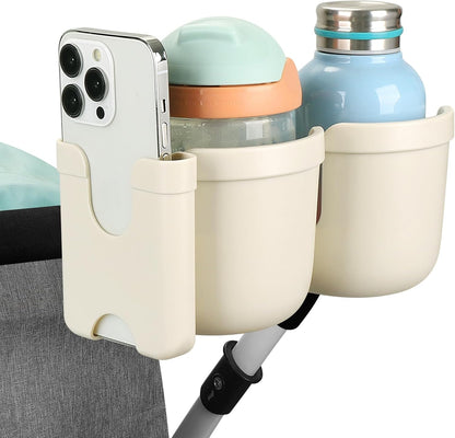 Accmor Stroller Cup Holder with Phone Holder, Bike Cup Holder, Universal Cup Holder for Uppababy Nuna Doona Strollers, 2-in-1 Cup Holder for Walker, Wheelchair, Scooter - Colors B