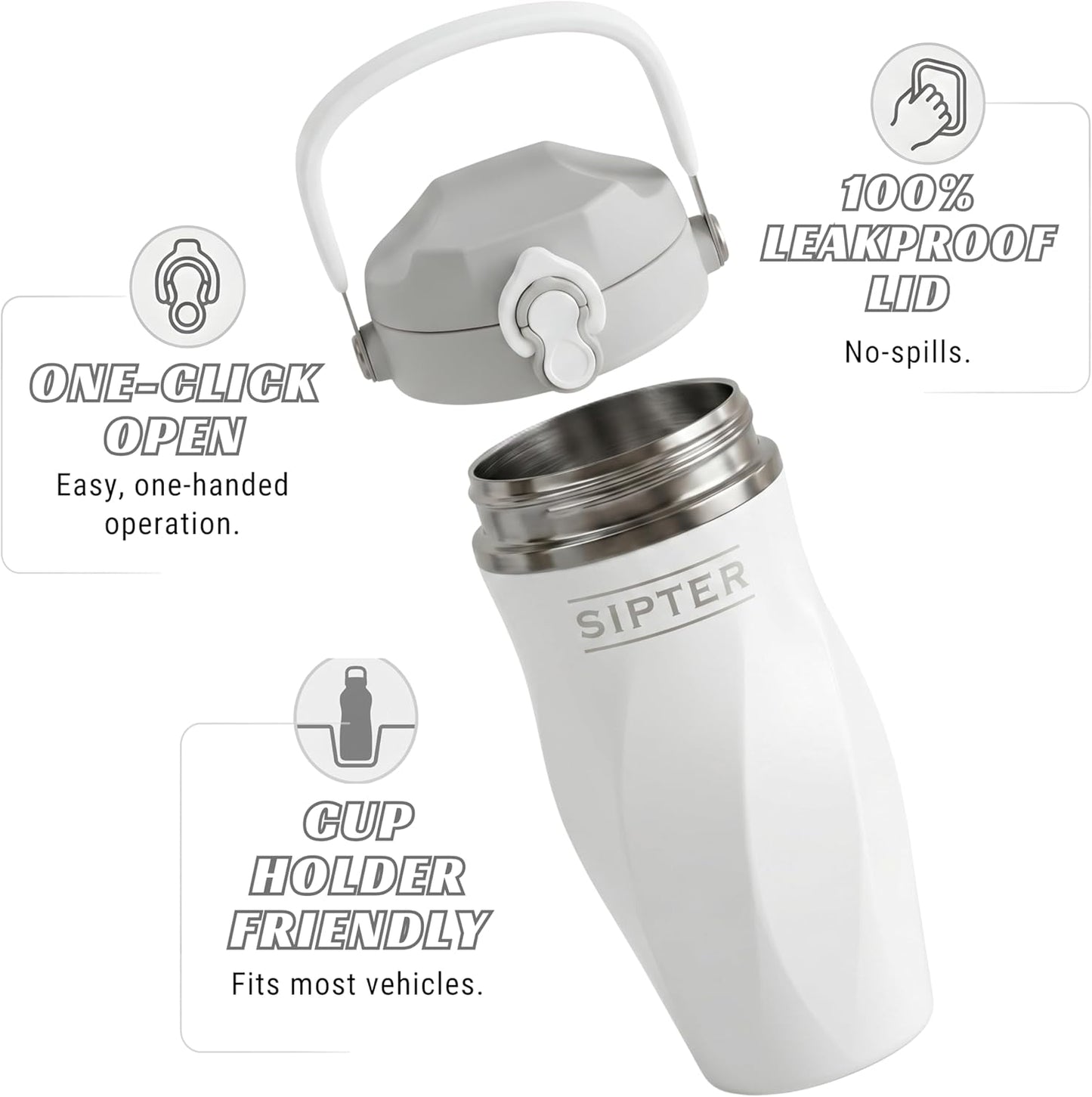 Earth Stone - 24oz Insulated Protein Shaker Bottle - Medical-Grade 316 Stainless Steel - Patent-Pending Clump-Free Design - Odor Proof & Leak-Proof Metal Blender Cup