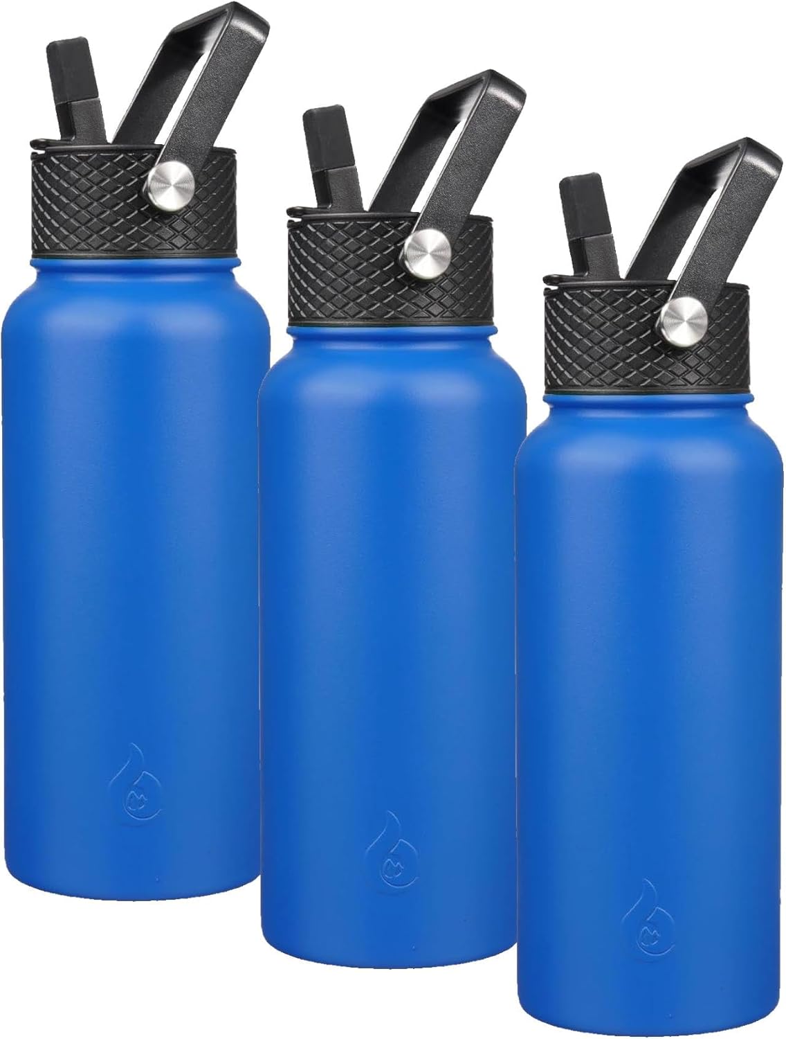 BJPKPK Insulated Water Bottles with Straw Lid, 40oz Stainless Steel Water Bottles with 3 Lids, BPA Free Leakproof Thermo, Tumblers, Cups for Sports, Gym- Midnight - Colors A