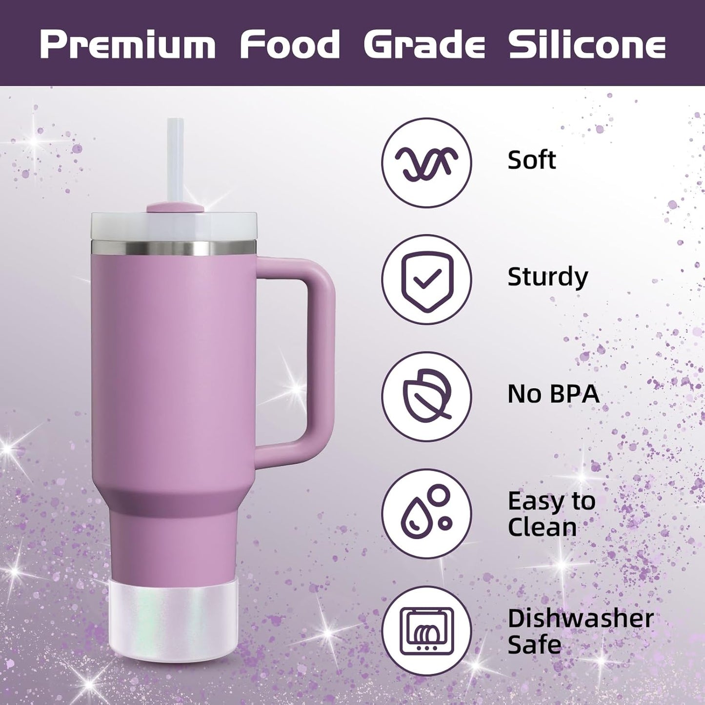 Glossy Gradient Silicone Boot, Compatible with Stanley H2.0 20-40oz & IceFlow 20-30oz, Chameleon Metallic Shimmer Cup Sleeve Protector for Hydroflask and Bottle Bottom with 2.8-3in