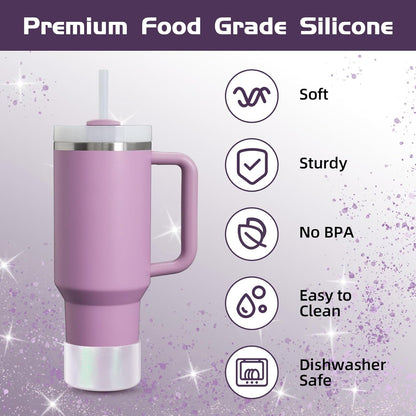 Glossy Gradient Silicone Boot, Compatible with Stanley H2.0 20-40oz & IceFlow 20-30oz, Chameleon Metallic Shimmer Cup Sleeve Protector for Hydroflask and Bottle Bottom with 2.8-3in