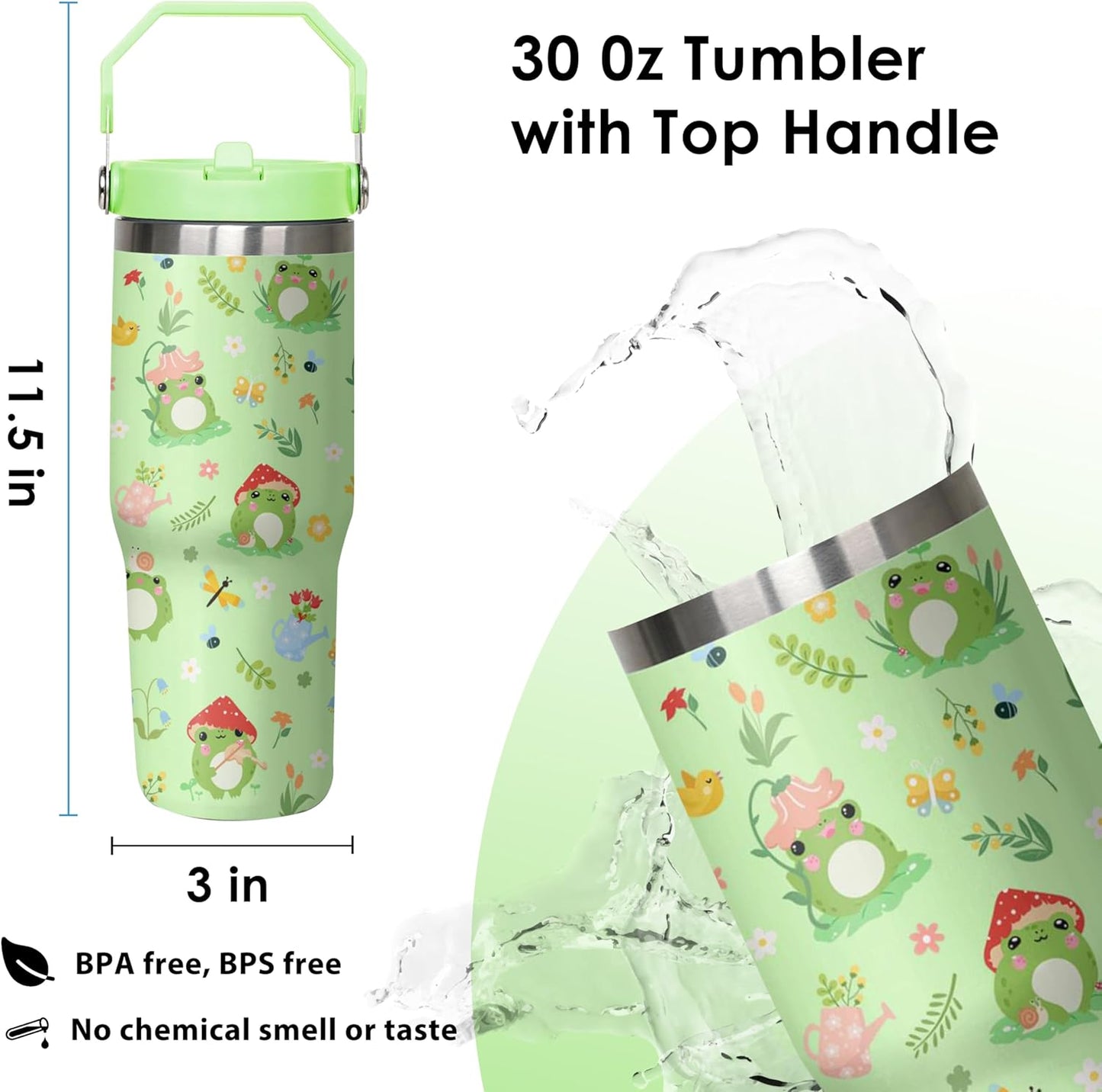 30 oz Peacock Blue Flip Straw Tumbler with Top Handle for Peacock Blue Lover Resuable Vacuum Insulated Flip Top Water bottle for Home Office Car