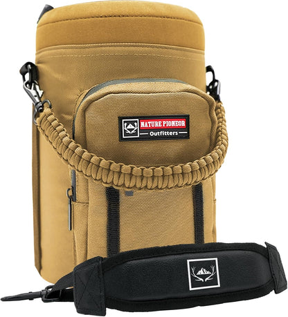 NATURE PIONEOR Water Bottle Holder with Adjustable Strap - Half/One Gallon (64/128oz) Insulated Water Bottle Sling Carrier with Phone Pocket & Paracord Handle, Outdoor Camping, Hiking, Gym