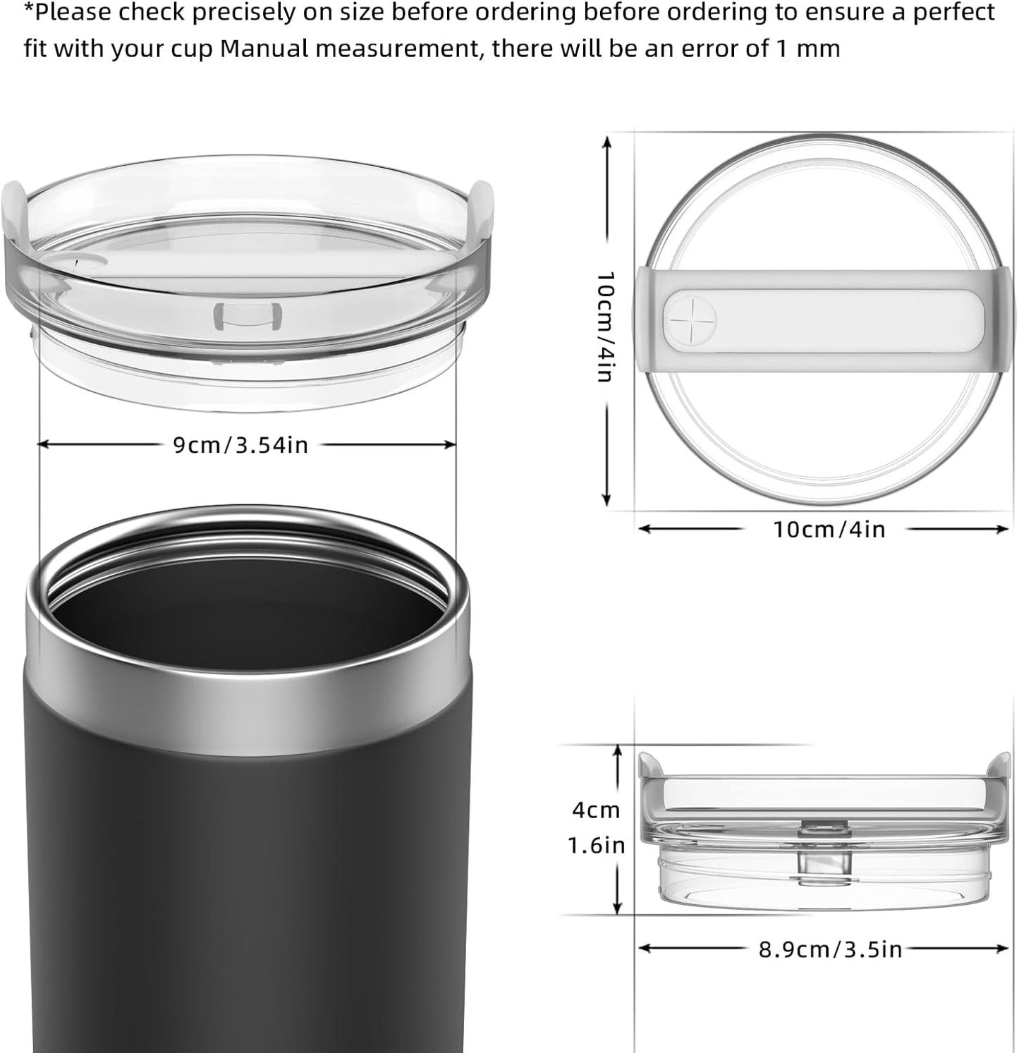 2 Pcs Replacement 40 oz Tumbler Lid for Stanley Cup, Dustproof Spill Proof Splash Resistant Tumbler Covers Fit for Stanley Tumbler and More Coffee Mugs(White)