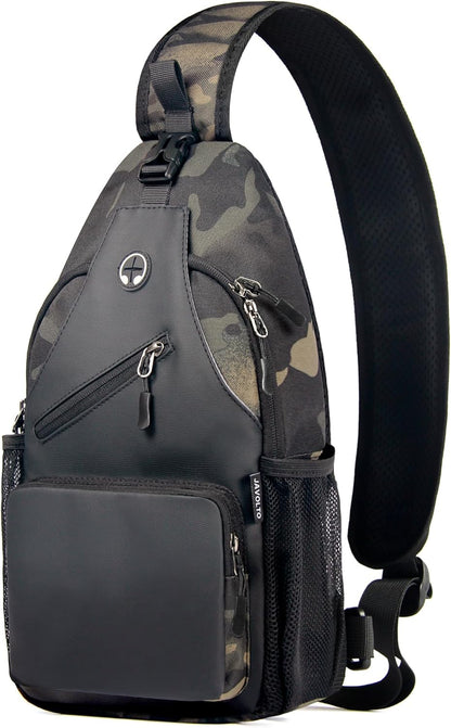 Javolto Sling Bag for Men Crossbody Backpack, Small Sling Backpack Mens Shoulder Bag, Casual Daypack Hiking Bag for Travel