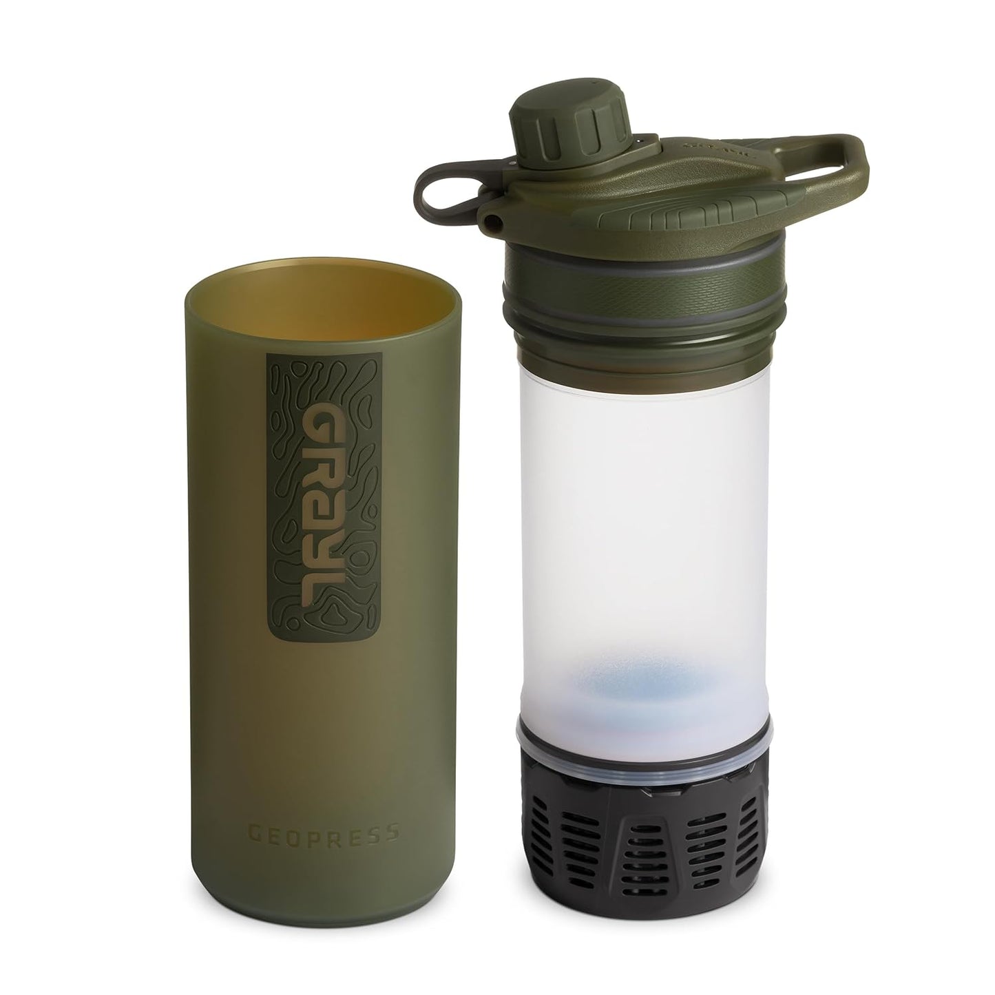 GRAYL GeoPress 24 oz Water Purifier Bottle - Filter for Hiking, Camping, Survival, Travel (Bali Blue)