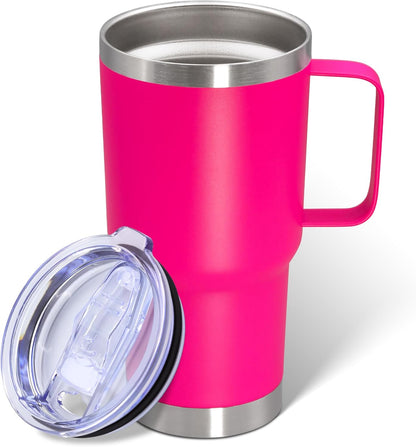 20 oz Tumbler with Handle and Lid, Stainless Steel Tumbler Insulated Travel Coffee Mug, Spill Proof Double Wall Vacuum Tumbler Cup Keep Drink Hot & Cold,White, 1 Pack