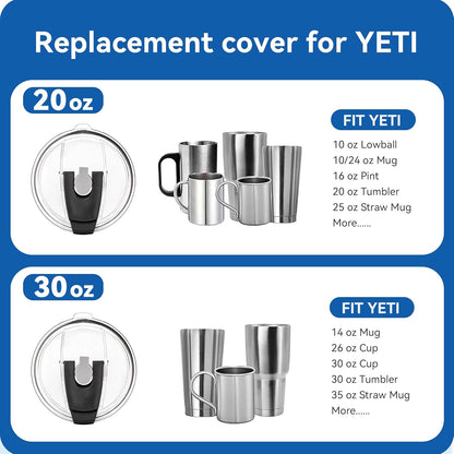 30oz Tumbler Lids,Replacement Lids for 30oz Yeti Tumbler, Ozark Trail and More,2 Pack Spill Proof Lids,Cover for 30 OunceTumbler,Cup (Black 2pack)