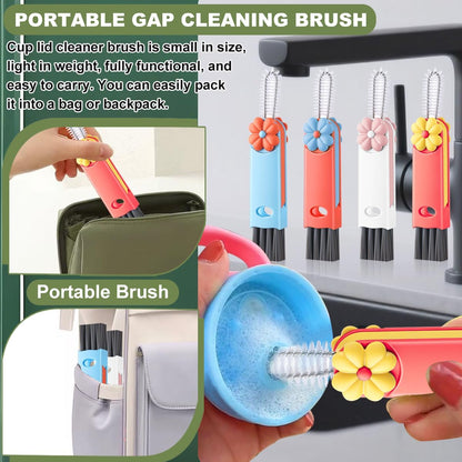 3 in 1 Cup Lid Cleaning Brush, Portable Cup Cleaner Brush, New Water Bottle Lid Cleaner Brush, Multifunctional Cleaning Brush - Home Kitchen Cleaning Tools for Tight Spaces & Bottle Gaps, 3 PCS