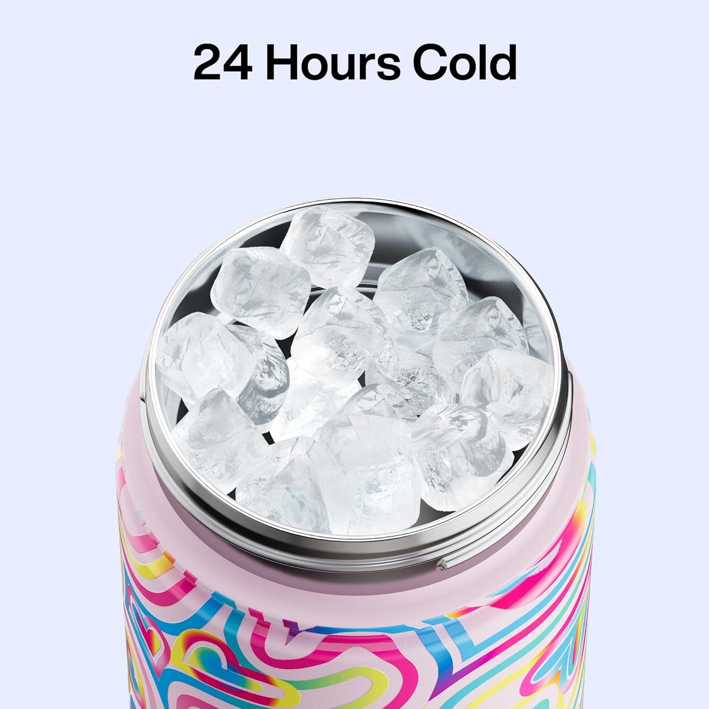 ENCOOL Insulated Water Bottle with Straw Stainless Steel Water Bottle, Leak-Proof, BPA-Free, Double Wall Vacuum Keeps Cold for 24 Hours for Sports, Travel, School (26 oz, Cotton Candy) - Colors B