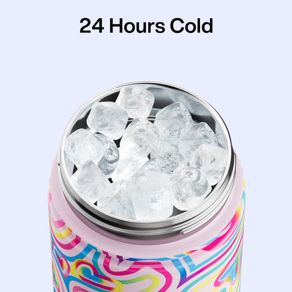 ENCOOL Insulated Water Bottle with Straw Stainless Steel Water Bottle, Leak-Proof, BPA-Free, Double Wall Vacuum Keeps Cold for 24 Hours for Sports, Travel, School (26 oz, Cotton Candy) - Colors B