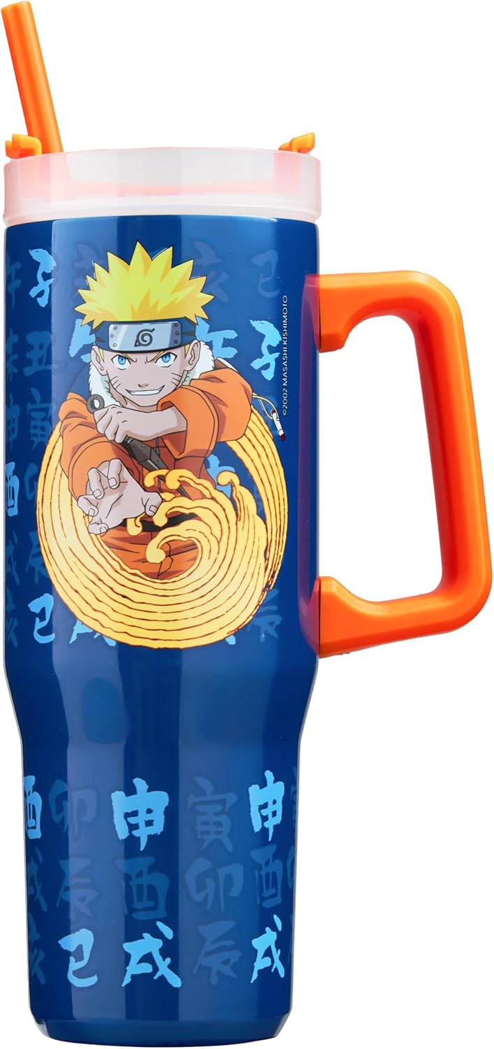 Get Trend One Piece Tumbler with Handle and Straw 32 oz, Keeps Hot 8 Hrs, Cold 12H & Ice 42H, BPA-Free Insulated Stainless Steel Water Bottle, Leak Proof Travel Mug, Anime Gifts (Multi One Piece)