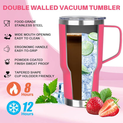40 oz Tumbler with Handle, Insulated Tumbler with Lid and Straw, Reusable Stainless Steel Vacuum Insulated Cup, 100% Leak Proof Thermal Travel Coffee Mug Cup for Cold and Hot (Light Purple)
