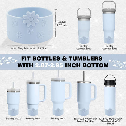 Hpbel Protective Silicone Boot for Stanley Cup Accessories Compatible with Stanley Cup Boot 40/30z and More Bottles with 2.95in Bottom for Water Bottle Flower Tumbler Accessories