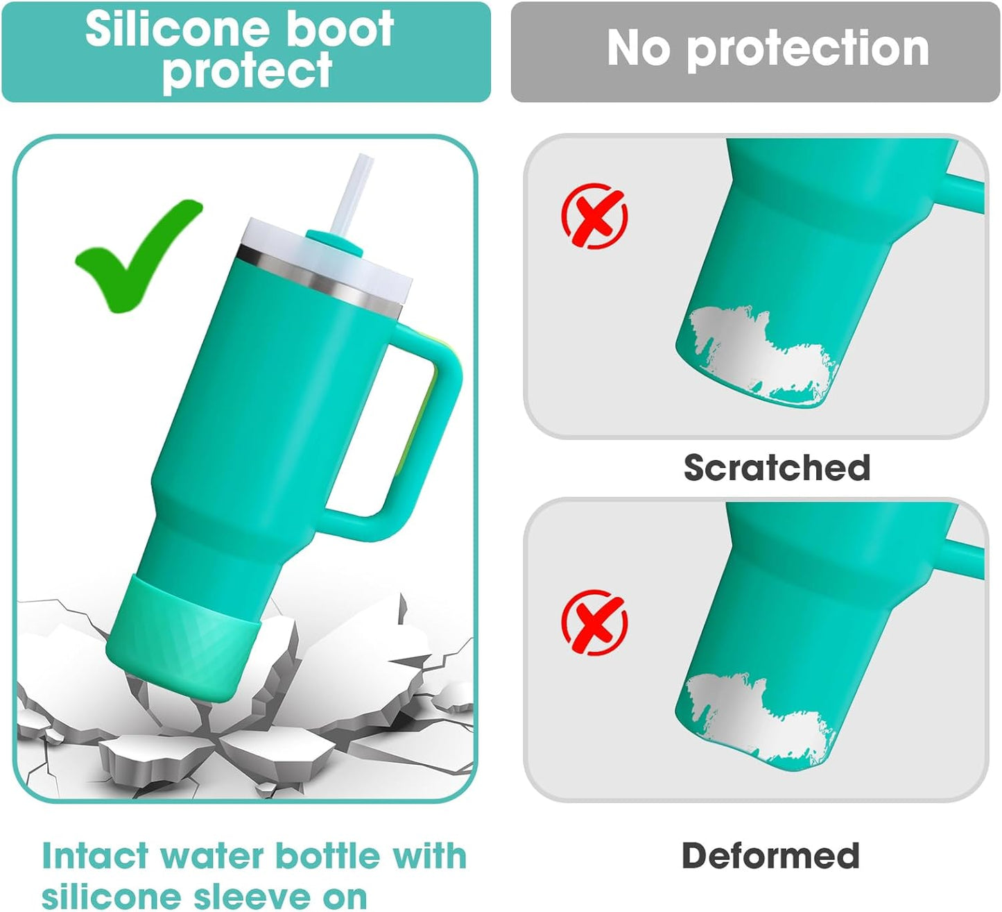 Airboat Upgrade 2PCS Protective Silicone Boot Bumper for Stanley Quencher Adventure 40oz 30oz IceFlow 20oz 30oz Tumbler, Water Bottle Bottom Sleeve Cover Accessories for Stanley Mug Cup(Black)