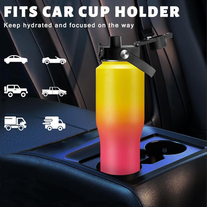 Insulated Water Bottle 40 oz - Fits in any Car Cup Holder, Keep Cold 48H Hot 24H, Stainless Steel Waterbottle Double Wall Flask with Straw, Pop-up Spout Lid, Paracord Handle, Carrier Bag