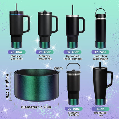 Glossy Gradient Silicone Boot, Compatible with Stanley H2.0 20-40oz & IceFlow 20-30oz, Chameleon Metallic Shimmer Cup Sleeve Protector for Hydroflask and Bottle Bottom with 2.8-3in