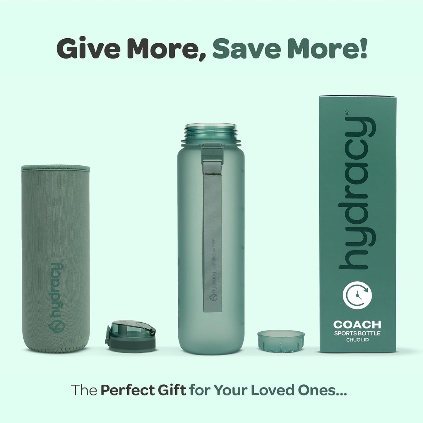 Hydracy Water Bottle with Time Marker -Large BPA Free Water Bottle & No Sweat Sleeve -Leak Proof Gym Bottle with Times to Drink - Ideal for Fitness Sports & Outdoors