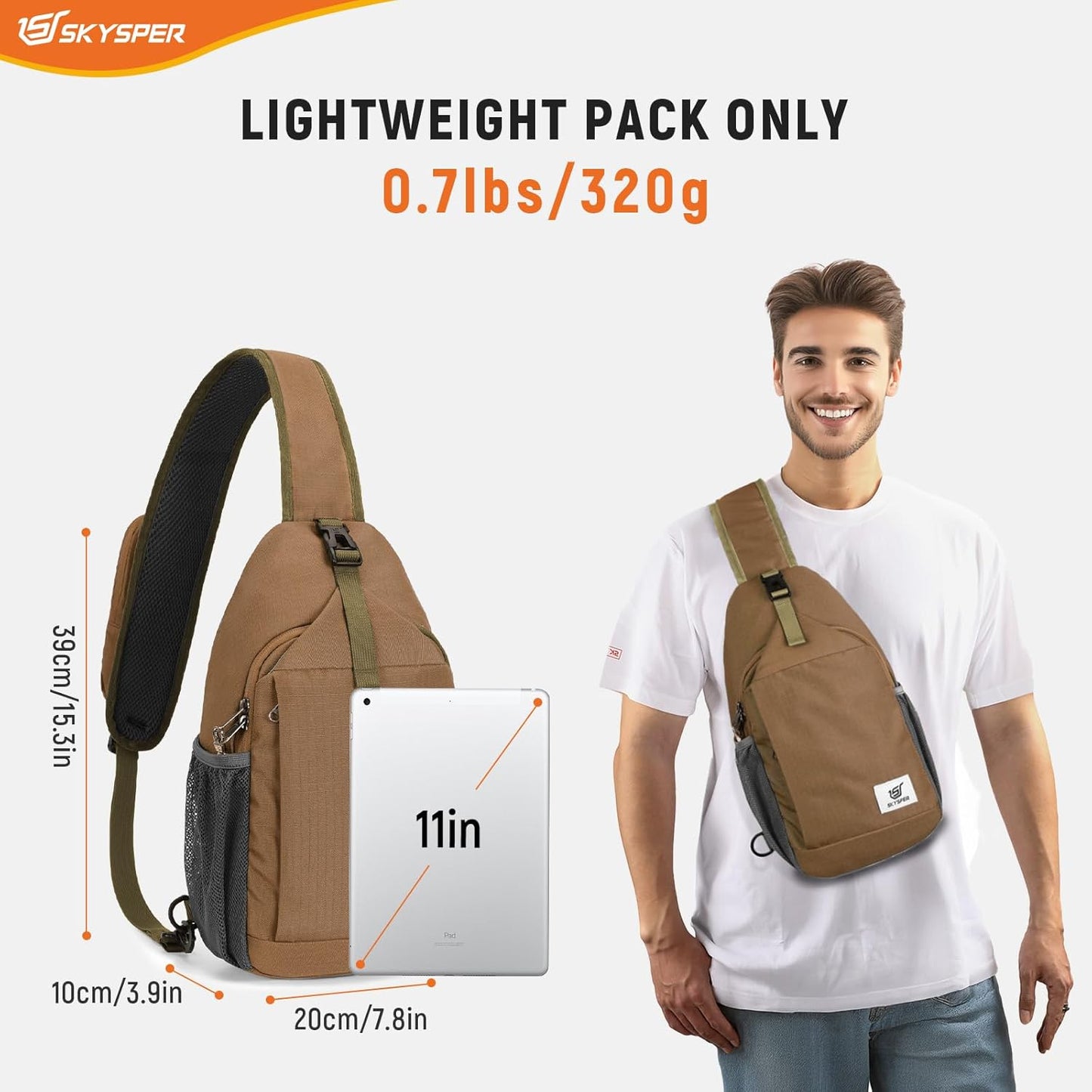 SKYSPER Sling Bag RFID Cross Body Bag Recycled Crossbody Backpack Travel Daypack
